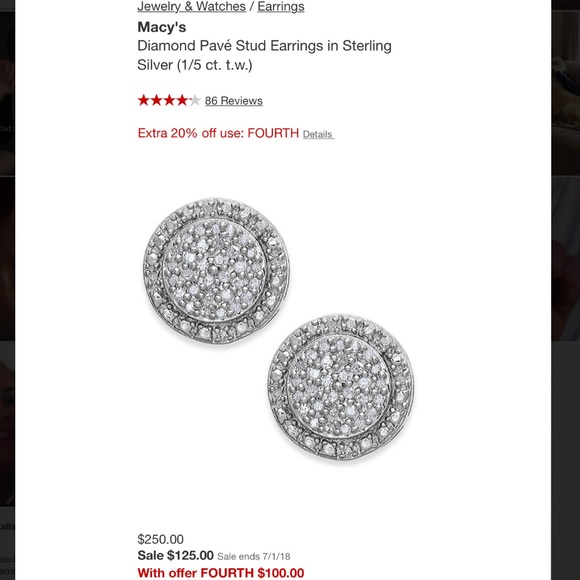 Macy's Jewelry - Diamond Pavé Stud Earrings in Sterling Silver
